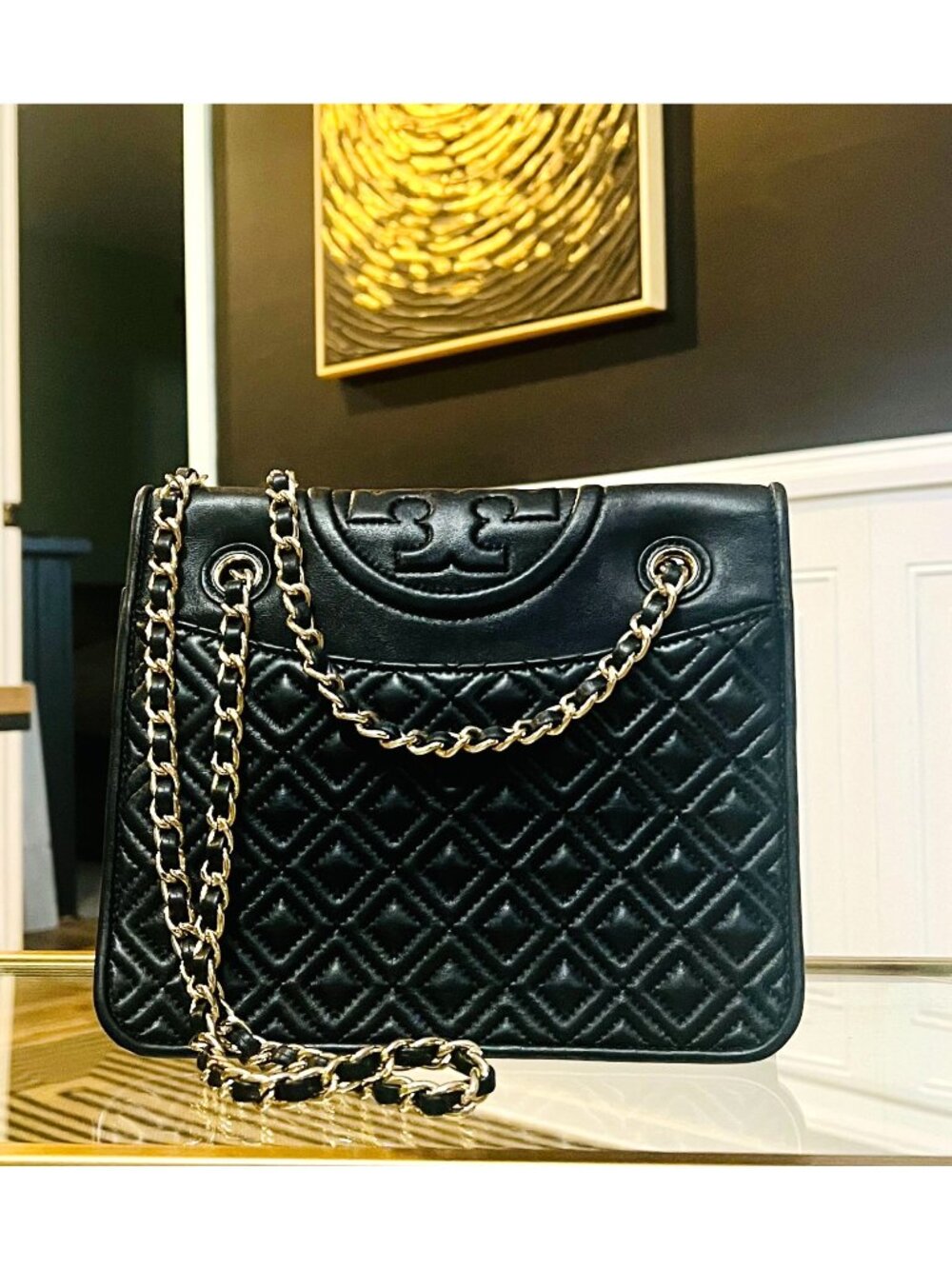 AUTHENTIC TORY BURCH BLACK FLEMING SHOULDER BAG
